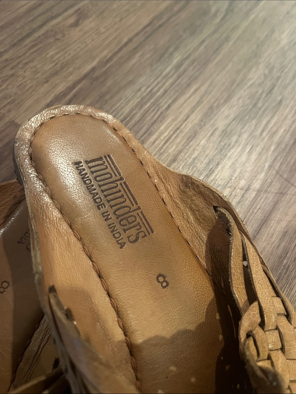 Mohinder Handwoven Tan Leather Slides - Picture 2 of 5